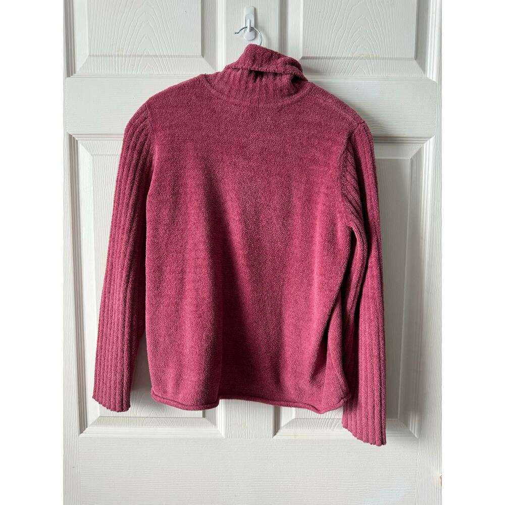 J Jill Chenille Turtleneck Sweater Pink Mauve Rose Womens Medium Y2K Cozy Soft - Picture 2 of 5